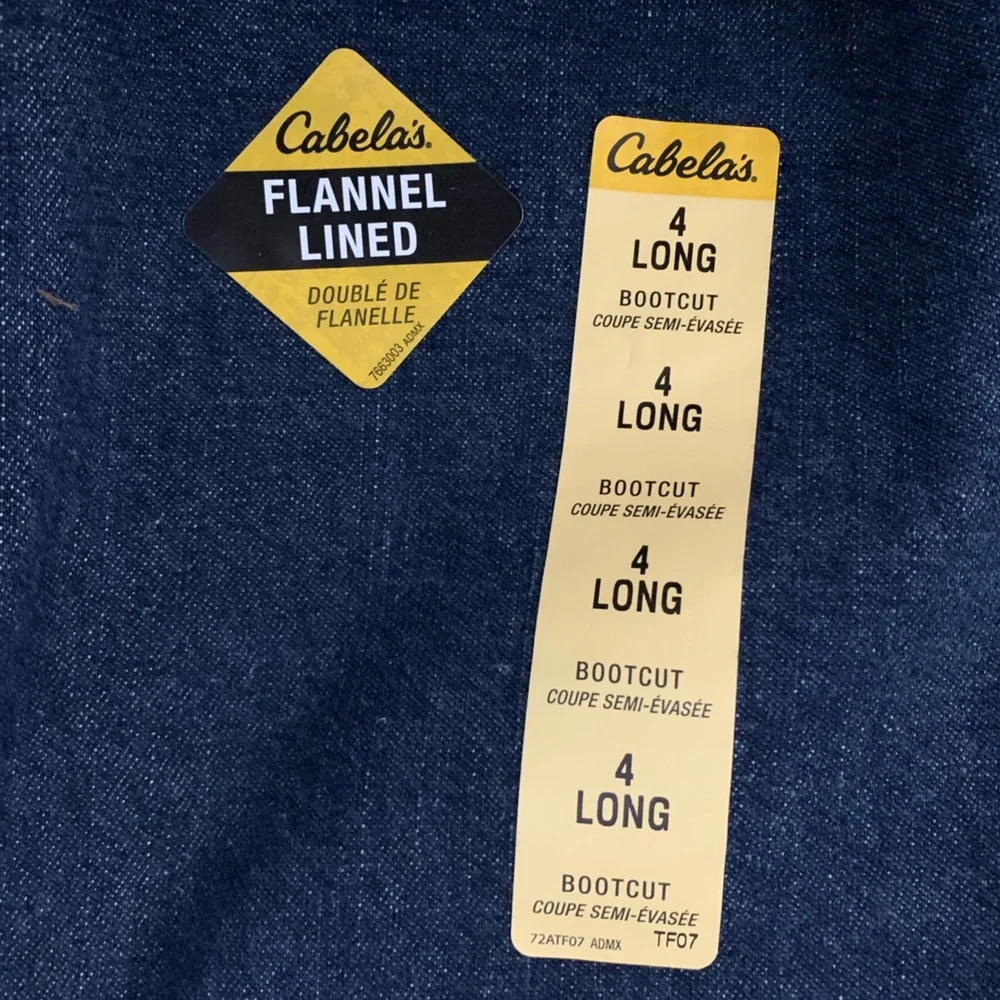 Cabela's Flannel Lined Dark Indigo Wash Long Bootcut Jeans